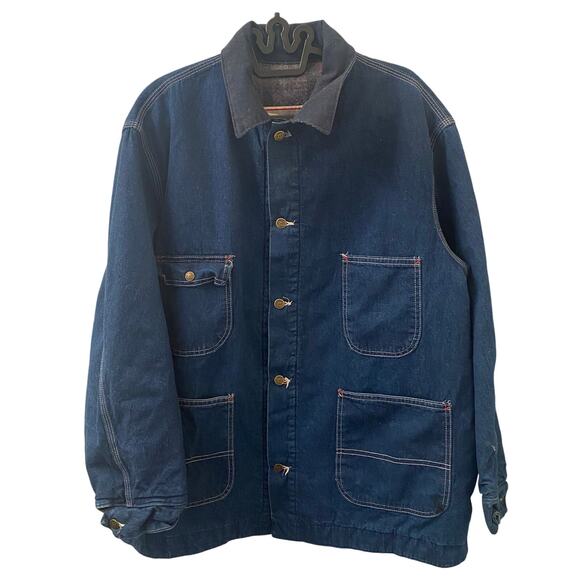 Vintage Sears Workwear Blanket Lined Denim Chore Coat Size XXL - Picture 1 of 9
